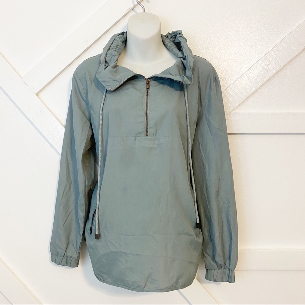 LA Hearts 1/4 Zip Hooded Windbreaker Rain Jacket Blue Size Small